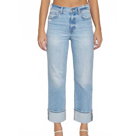 NEW DAZE women's sundaze high waist cuff crop jeans in fate - Picture 1 of 3